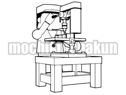 ボール盤で穴あけをする作業員