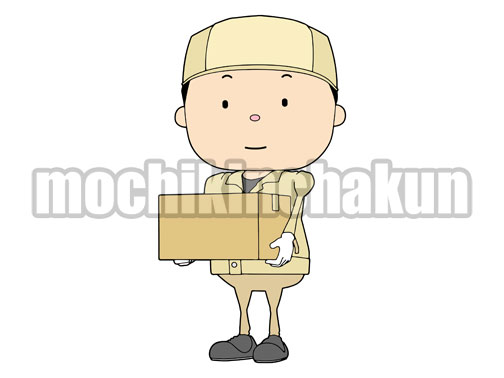 梱包した箱を抱えて運ぶ作業員