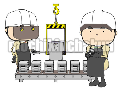 鋳造作業中の作業員