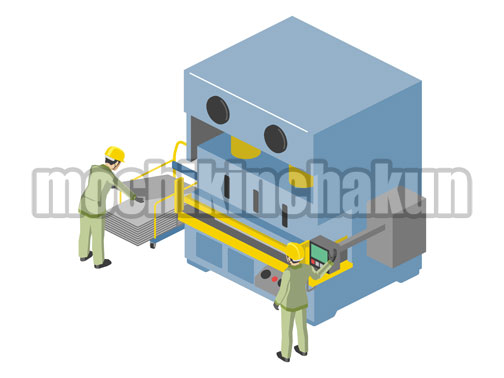 プレス機と作業員B（カラー）