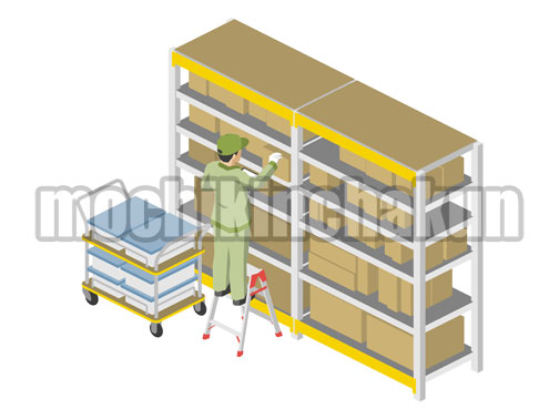 部品棚でピッキングA（カラー）