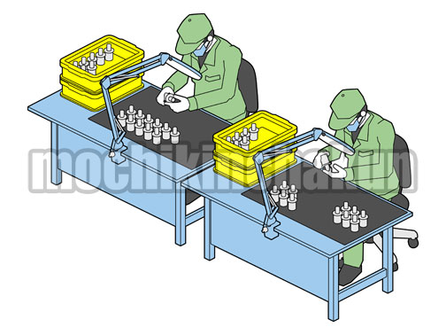 製造工場の目視検査A（シンプル配色）