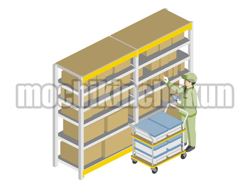 部品棚でピッキングB（カラー）