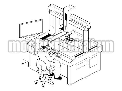 三次元測定機で計測するA（線画）