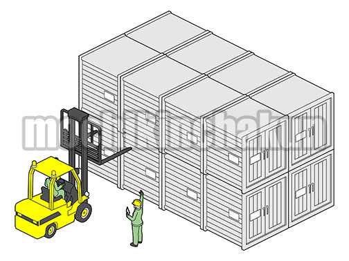 コンテナの積み降ろしA（シンプル配色）