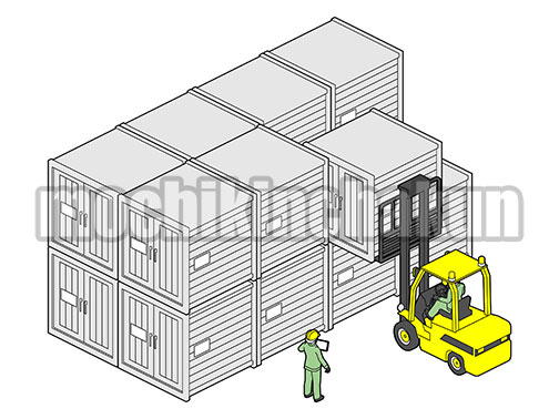 コンテナの積み降ろしB（シンプル配色）