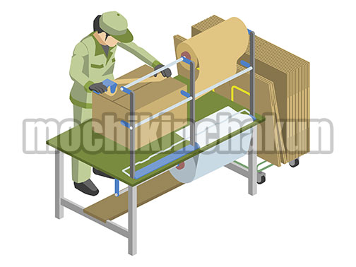 梱包台で箱詰め作業A（カラー）