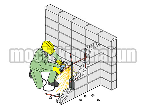 グラインダーで切断（シンプル配色）