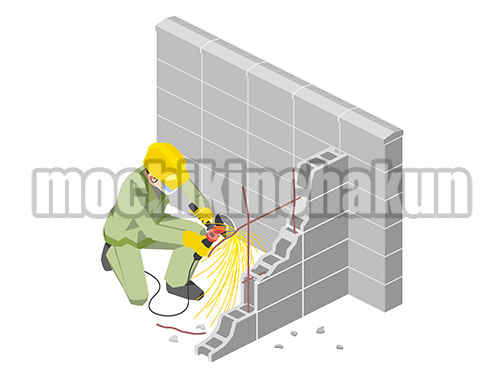 グラインダーで切断（カラー）