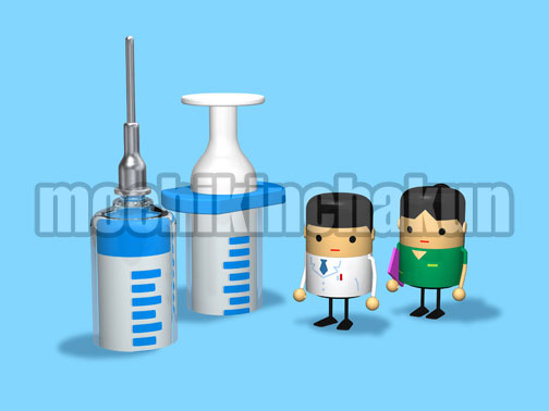 医師と看護師と注射器_3D調A